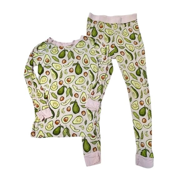 Little Sleepies Blush Pink Advocado PJ Set Size 7/8 - Picture 1 of 12